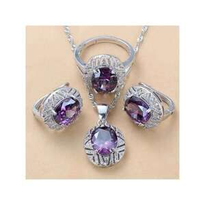 925 Sterling Silver/18K Gold Plated Fashion Jewelry Set, Colorful C Minimalist
